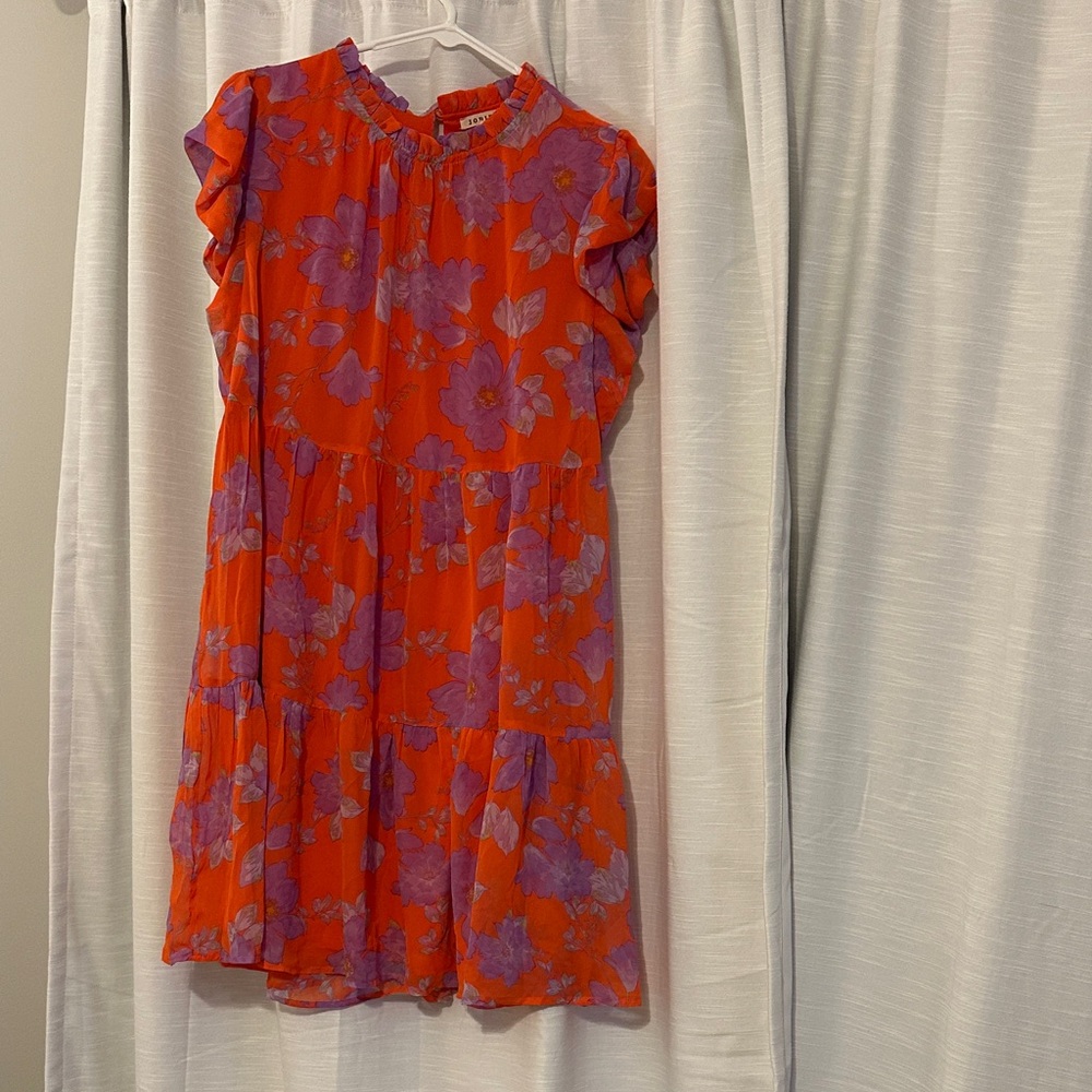 Pink Blush Maternity: JODIFL Orange and Purple Floral Midi Dress